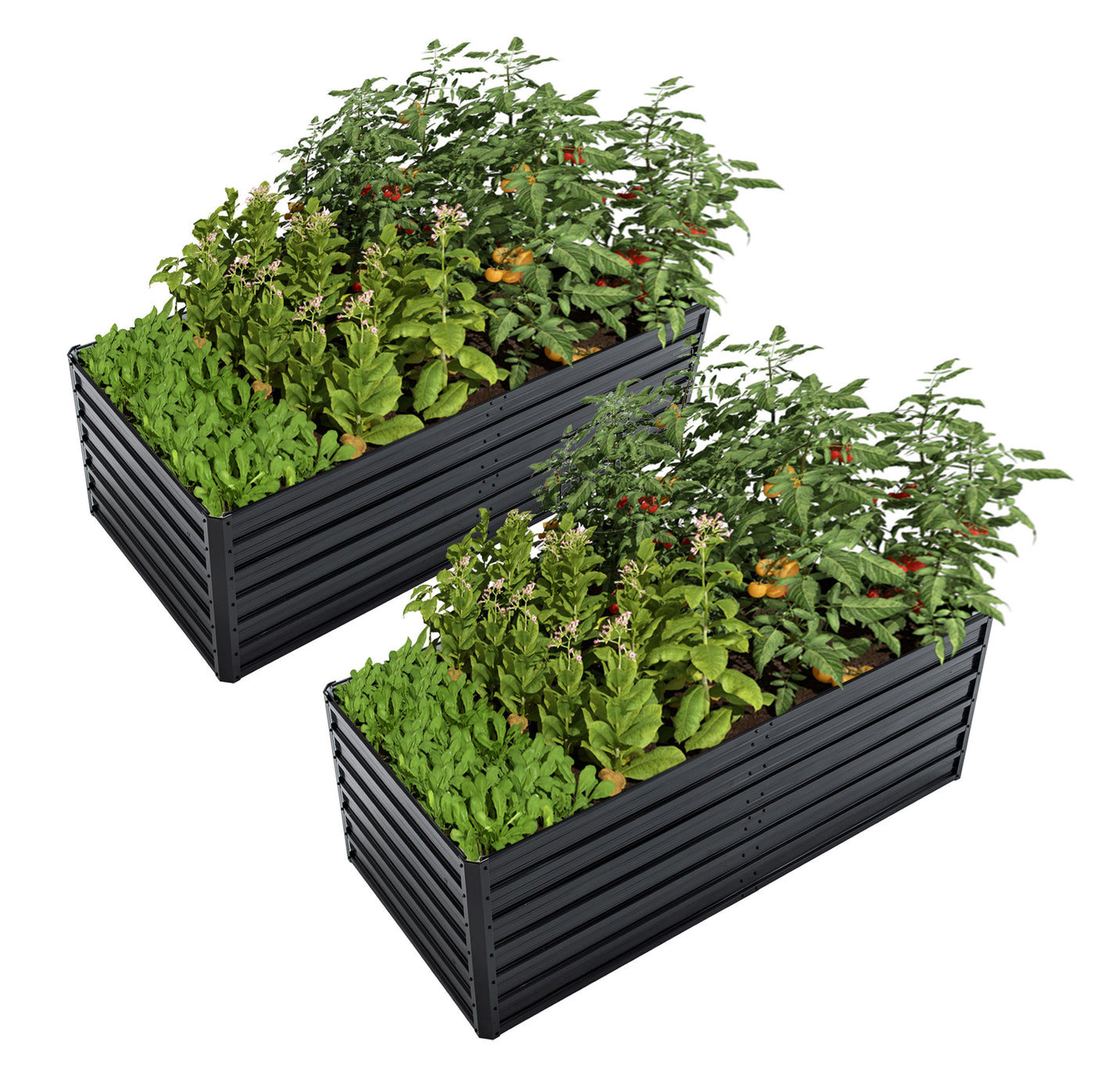 2-Pack 6x3x2 ft Galvanized Raised Garden Beds Planter Boxes