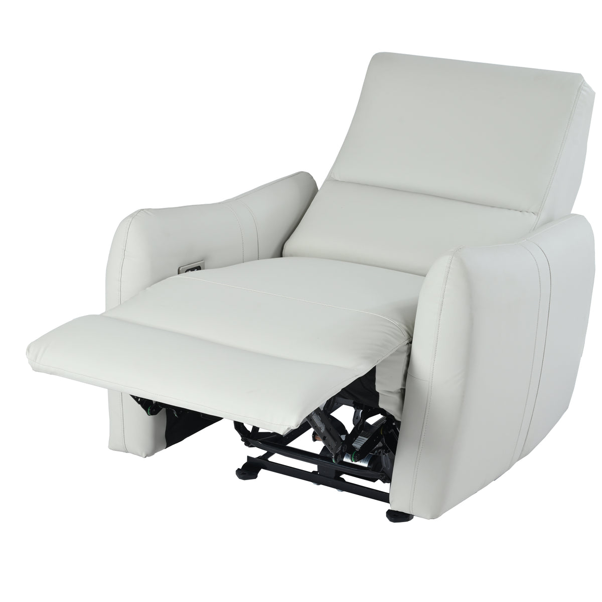 Faux Leather Recliner Power Light Gray