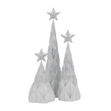 Resin Christmas Tree Set 3-Piece White Silver Foil Star Top