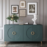 60" Dark Green Wood Grain 4-Door Sideboard Cabinet