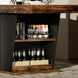 Engineered Wood Dining Table with Storage Black/Rustic Brown 44"