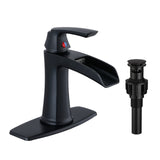 Black Waterfall Bathroom Faucet Single Handle Pop-Up Drain