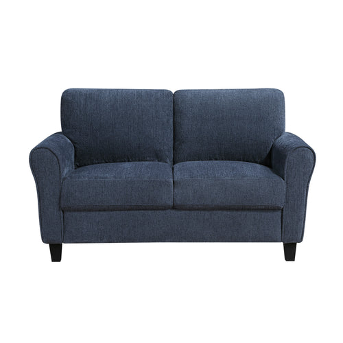 Blue Chenille 2-Seater Love Seat Plush Foam Padded Coils
