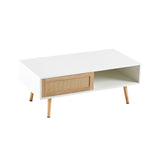 Solid Wood Coffee Table with Storage White