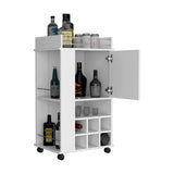Bar Cart - 6 Built-In Wine Racks - Cabinet and Casters