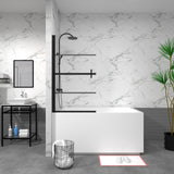 Bathtub Shower Door 180 Pivot Panel Black