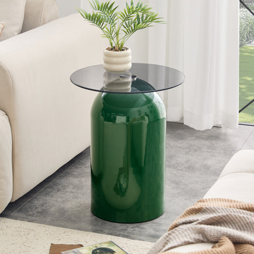 Round Glass Coffee Table Green