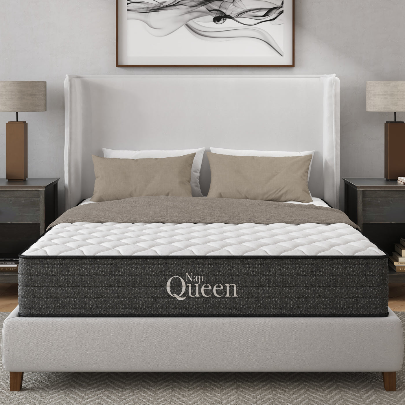 Twin Cooling Gel Hybrid Mattress 12" Grey White Foam Spring