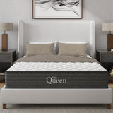 Queen Cooling Gel Hybrid Mattress 12 Inch Grey White Foam Spring
