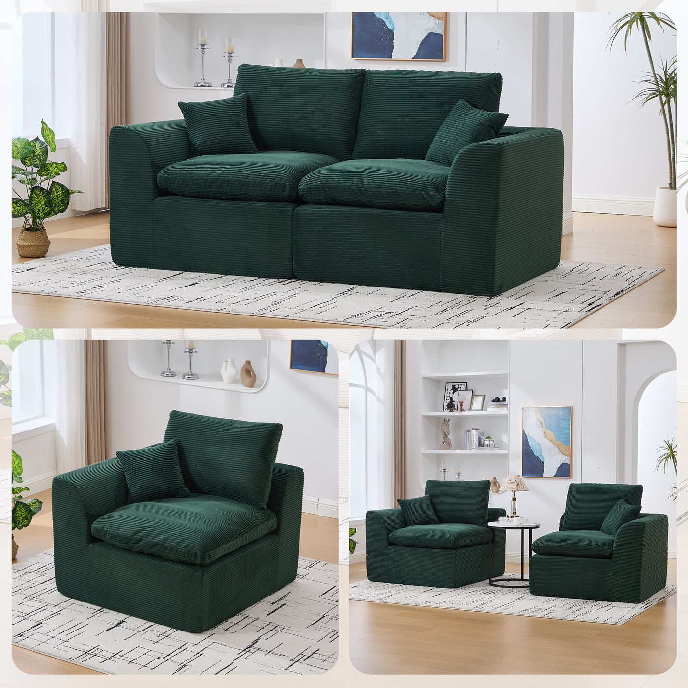 Modular Sectional Sofa Cloud Couch 2 Seater Removable