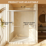 56-60in x 72in Aluminum Frame Double Sliding Shower Door, Brushed Nickel, 6mm