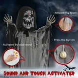 Outsunny 74' Life Size Outdoor Halloween Decorations Skeleton Witch, Animated Pr