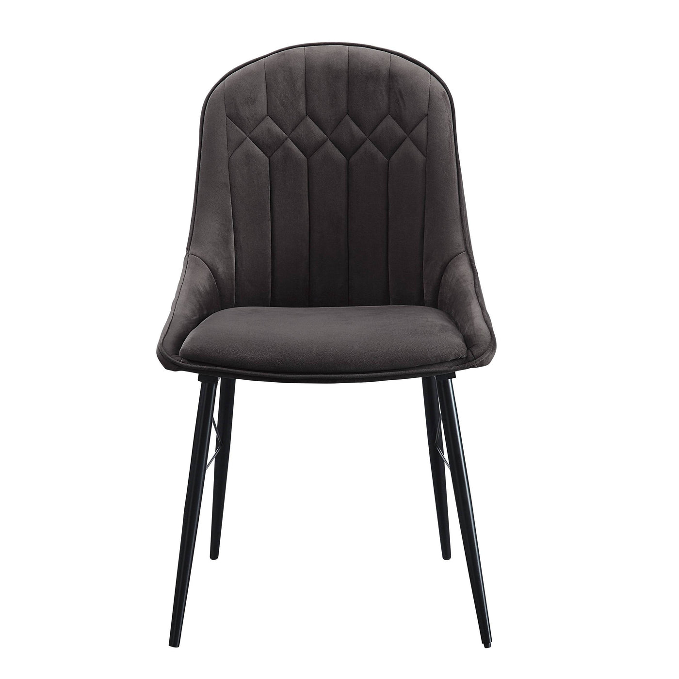 Dark Gray Fabric Black Finish Side Chair Set of 2