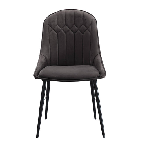 Dark Gray Fabric Black Finish Side Chair Set of 2