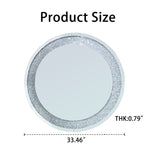 33.46"(85cm)Crystal Crush Diamond Sparkly round Silver Mirror
