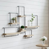 Iron and Wood Wall Shelf 15.7" x 5.9" x 17.7" Cabinet Decor