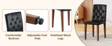 Set of 4 Metal Dining Chair Black/Walnut