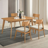 Casual Farmhouse 5pc Dining Set Beige Upholstered Chairs