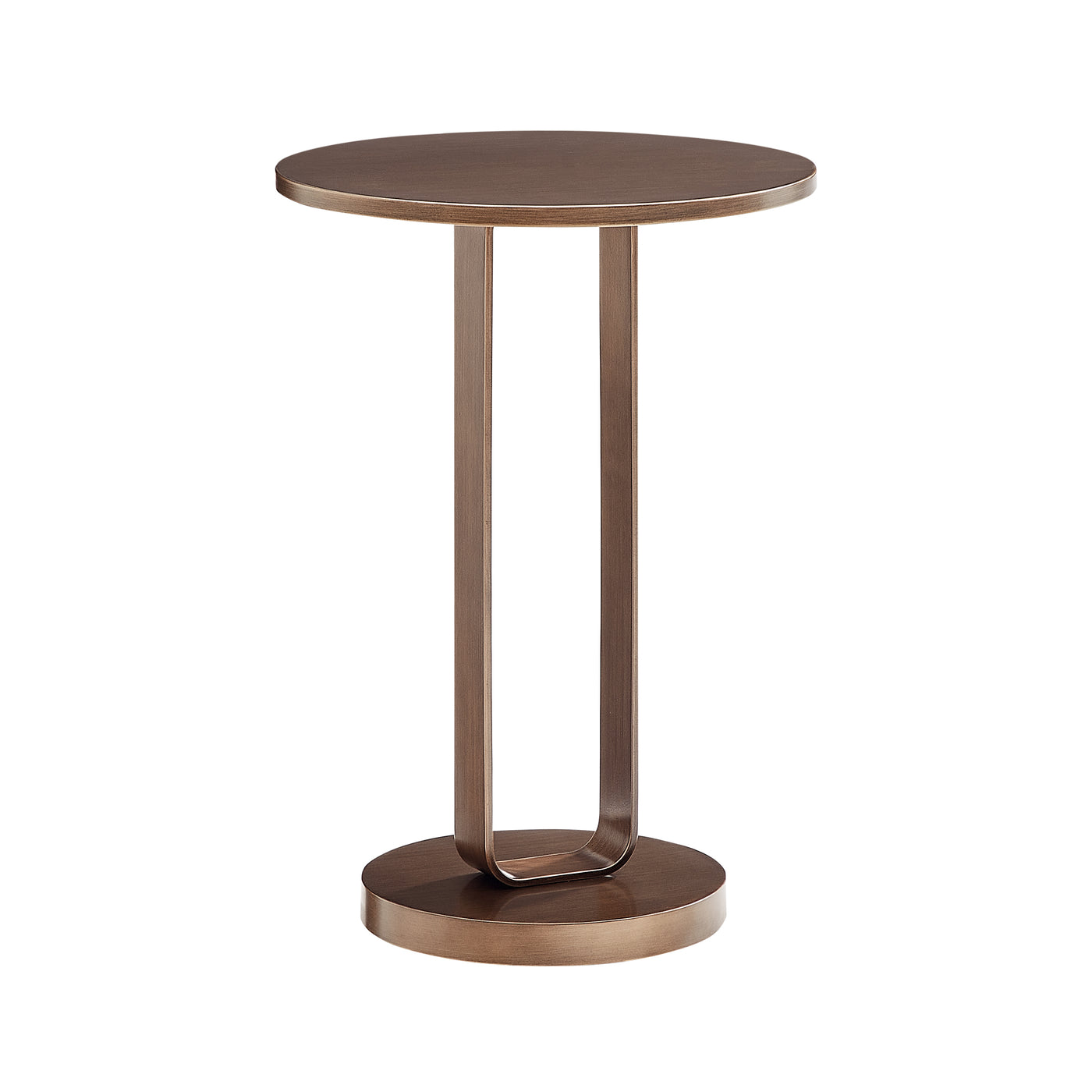 Antique Bronze Round Accent Side Table with Oval Pedestal