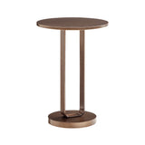 Antique Bronze Round Accent Side Table with Oval Pedestal