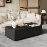 Square Engineered Wood Coffee Table with Storage Black