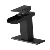 Black Waterfall Bathroom Sink Faucet with Deck Plate