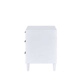 Accent Table - White & Weathered Oak - 3 Drawers - Tapered Legs
