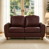 Faux Leather Loveseat Burgundy 59"