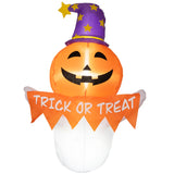 Outsunny 3.4ft Halloween Inflatables Window Sticker Ghost with Orange Face, Blow