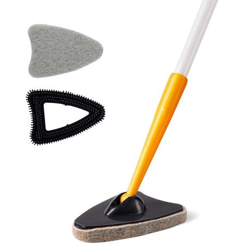 Tub and Tile Scrubber Brush 2-in-1 - Long Pole, Non-Scratch Pads