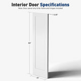 24 in. x 80 in. x 1-3/8 in. Shaker White Primed 1-Panel Wooden Interior Slab