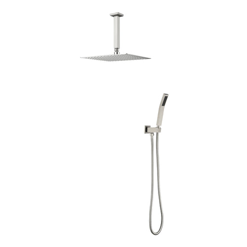 12 Inch Square Rain Shower Head with Handheld Showerhead