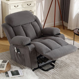 Power Lift Recliner Chair with Heat Massage USB Port Grey