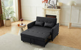 Convertible Sleeper Sofa Bed Loveseat Black PU Leather USB Ports