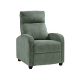 Green Corduroy Push Back Recliner Chair Solid Wood