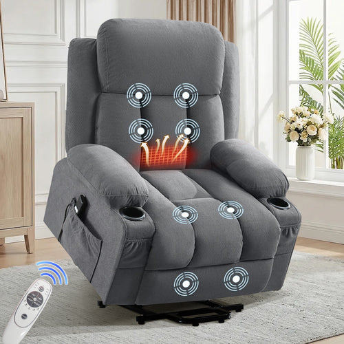 Power Lift Recliner Chair with Heat Massage USB Port Remote