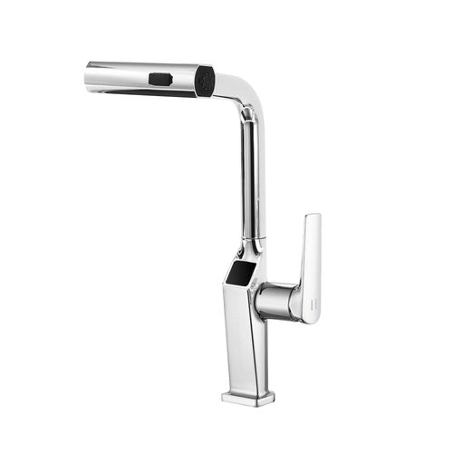 Touchless Chrome Kitchen Faucet LED Motion Sensor Pull-Out Sprayer