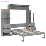 Full Engineered Wood Murphy Bed Gray