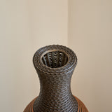 Hand-Woven PVC Rattan Floor Vase, 39 Inch Tall Black Gray Decorative Vase