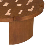 Round Engineered Wood Coffee Table Brown/Yellow