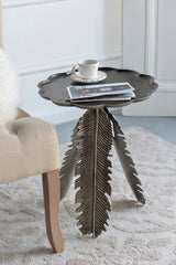 Leaf Silver Antique Side Table 16.9x16.9x19.7