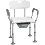 Shower Chair 3-in-1 Aluminum Commode Raised Toilet Seat Adjustable 299 LB