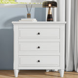 28" Painted Nightstand with 3 Drawers and Metal Handles