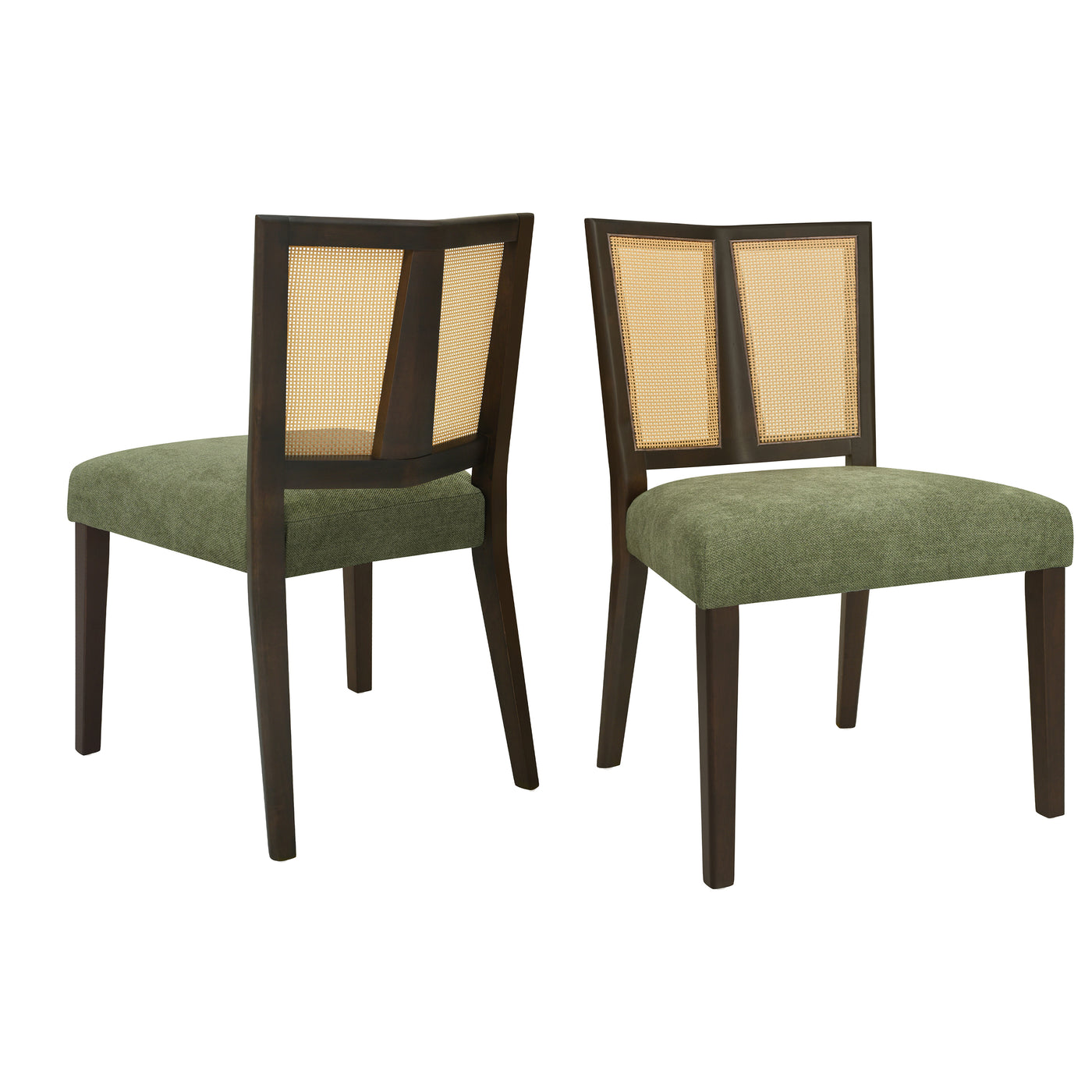 Mid-Century Rattan Dining Chair Set of 2