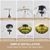 Semi Flush Mount Ceiling Light, Green Glass Ceiling Light Fixture