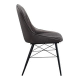 Side Chair Set of 2 - Dark Gray Fabric - Channel Tufted Back