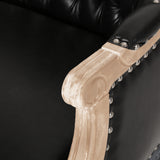 Loveseat Chesterfield Tufted PU Leather Black 49.5in