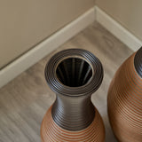 Hand-Woven PVC Rattan Vases Set of 3, GreyBrown