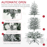 HOMCOM 6ft Tall Prelit Artificial Christmas Tree Holiday Décor with 636 Snow Flo