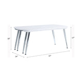 Coffee Table - Modern High Gloss - White & Chrome - Pull-Out Tabletop